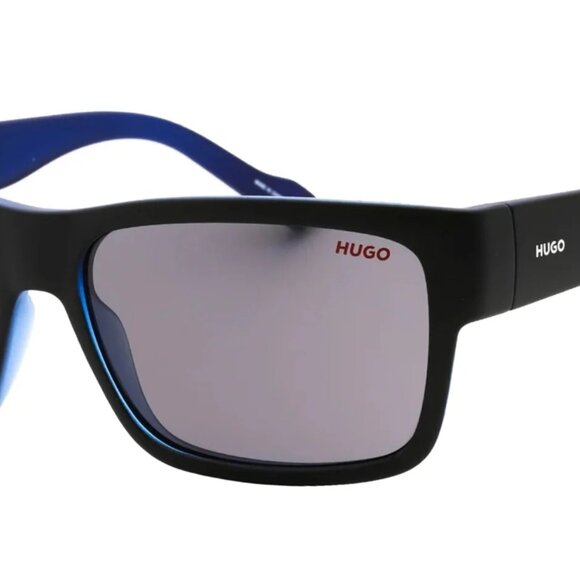 New HUGO by Hugo Boss Matte Black On Blue Rectangle sunglasses - Picture 4 of 5